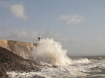 20091025 Big waves splashing over lighthouse on Porthcawl point